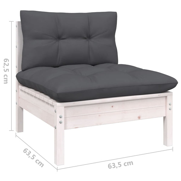 vidaXL 5-piece Garden Lounge Set with Cushions White Pinewood