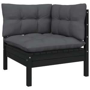 vidaXL 6-piece Garden Lounge Set with Cushions Black Pinewood