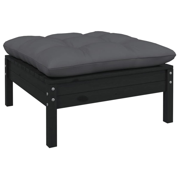 vidaXL 6-piece Garden Lounge Set with Cushions Black Pinewood