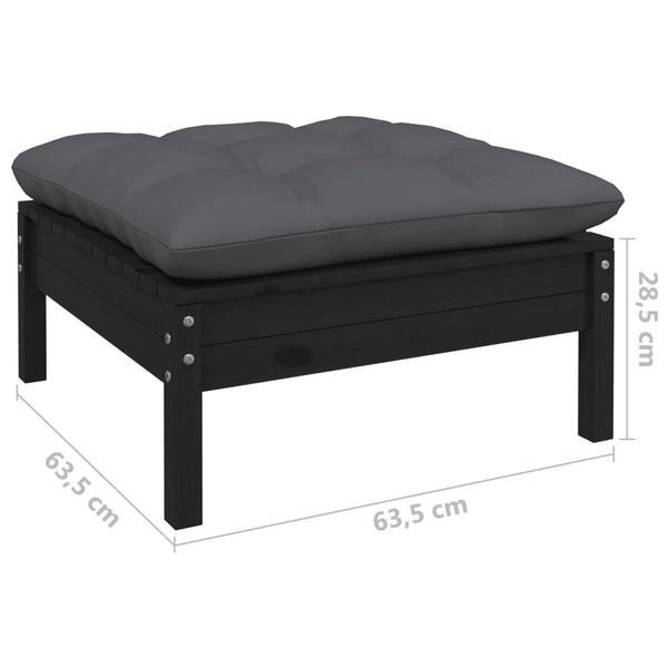 vidaXL 6-piece Garden Lounge Set with Cushions Black Pinewood