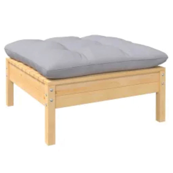 vidaXL 4-Piece Garden Lounge Set with Grey Cushions Pine Wood