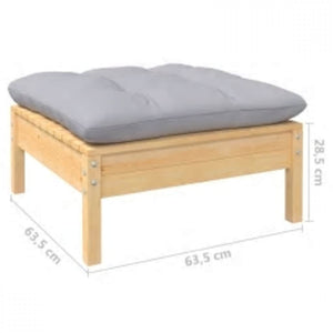 vidaXL 4-Piece Garden Lounge Set with Grey Cushions Pine Wood