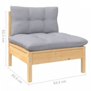 vidaXL 4-Piece Garden Lounge Set with Grey Cushions Pine Wood