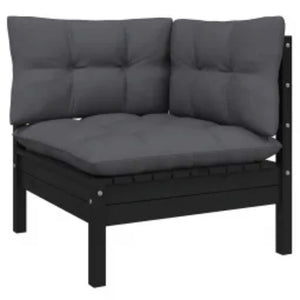 vidaXL 4-Piece Garden Lounge Set with Cushions Black Pinewood