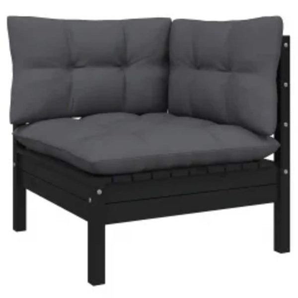 vidaXL 4-Piece Garden Lounge Set with Cushions Black Pinewood
