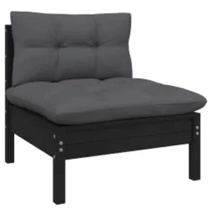 vidaXL 4-Piece Garden Lounge Set with Cushions Black Pinewood