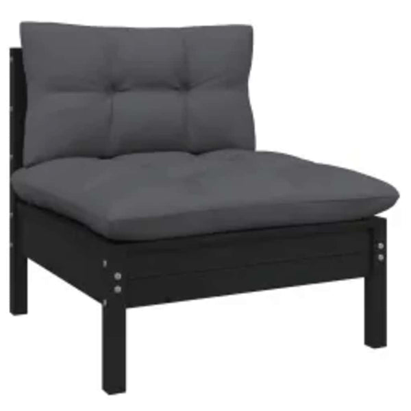 vidaXL 4-Piece Garden Lounge Set with Cushions Black Pinewood