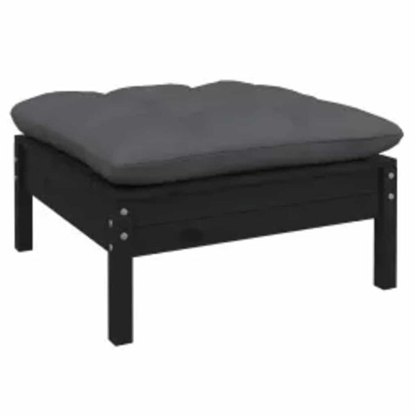 vidaXL 4-Piece Garden Lounge Set with Cushions Black Pinewood