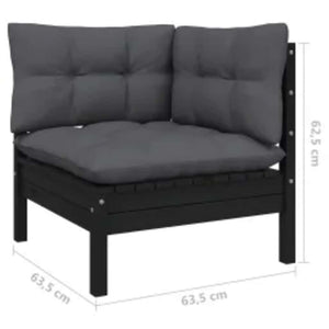 vidaXL 4-Piece Garden Lounge Set with Cushions Black Pinewood