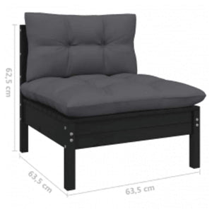 vidaXL 4-Piece Garden Lounge Set with Cushions Black Pinewood