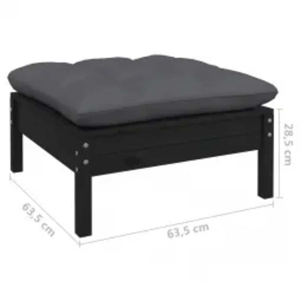 vidaXL 4-Piece Garden Lounge Set with Cushions Black Pinewood