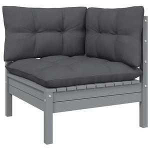 vidaXL 5-piece Garden Lounge Set with Cushions Grey Pinewood