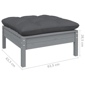 vidaXL 5-piece Garden Lounge Set with Cushions Grey Pinewood