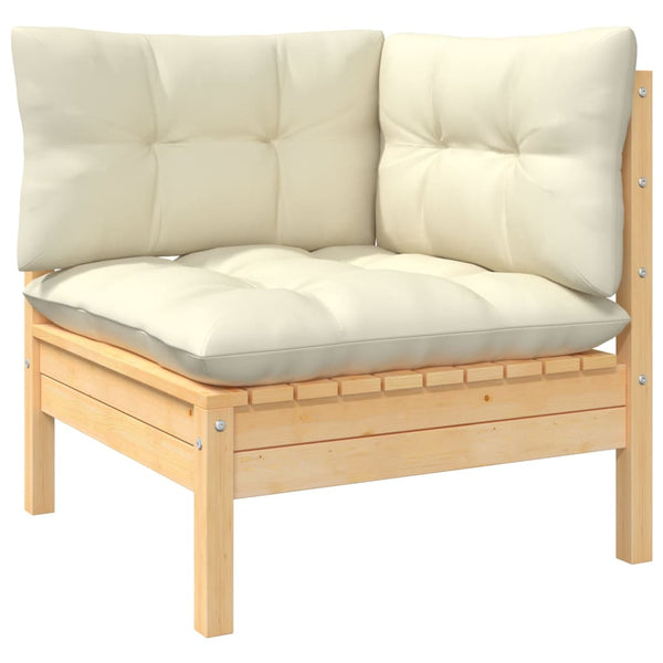 vidaXL 4-piece Garden Lounge Set with Cream Cushions Pine Wood