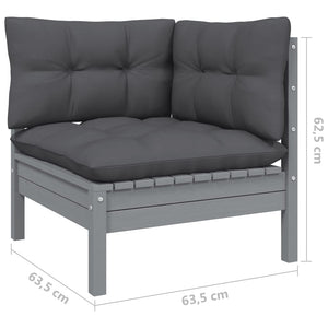 vidaXL 4-Piece Garden Lounge Set with Cushions Grey Pinewood