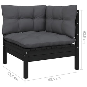 vidaXL 4-Piece Garden Lounge Set with Cushions Black Pinewood