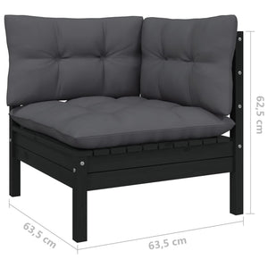 vidaXL 6-piece Garden Lounge Set with Cushions Black Pinewood