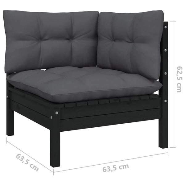 vidaXL 6-piece Garden Lounge Set with Cushions Black Pinewood