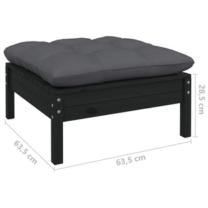 vidaXL 7-Piece Garden Lounge Set with Cushions Black Pinewood