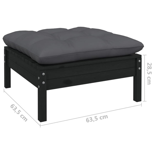 vidaXL 7-Piece Garden Lounge Set with Cushions Black Pinewood