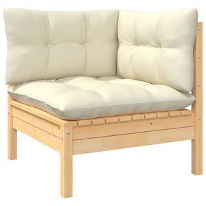 vidaXL 7-Piece Garden Lounge Set with Cream Cushions Pinewood