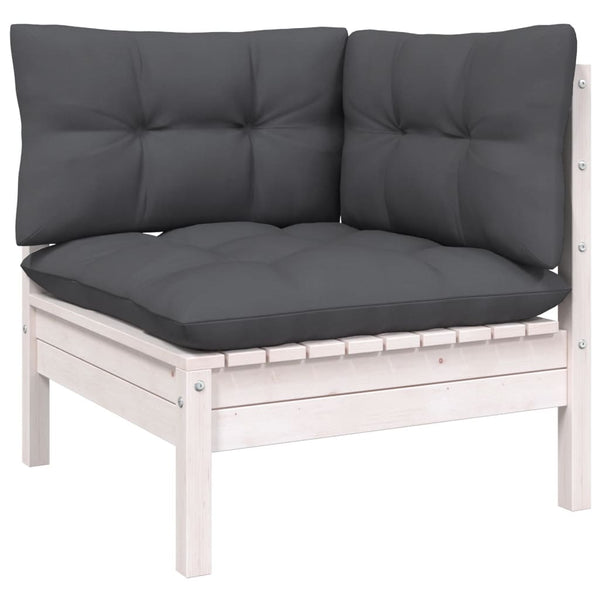 vidaXL 7-Piece Garden Lounge Set with Cushions White Pine Wood