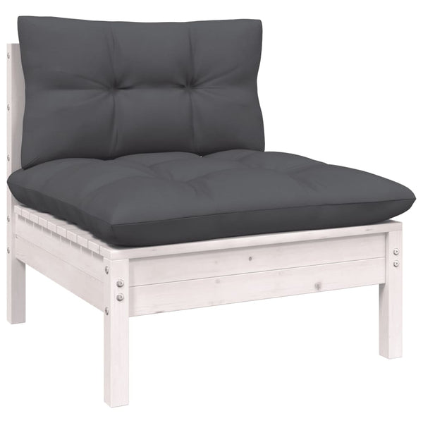 vidaXL 7-Piece Garden Lounge Set with Cushions White Pine Wood
