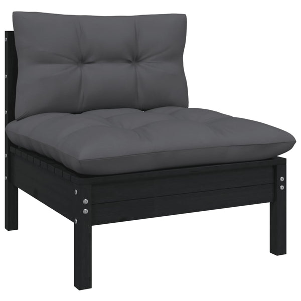 vidaXL 8-piece Garden Lounge Set with Cushions Black Pine Wood