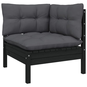 vidaXL 8-piece Garden Lounge Set with Cushions Black Pine Wood