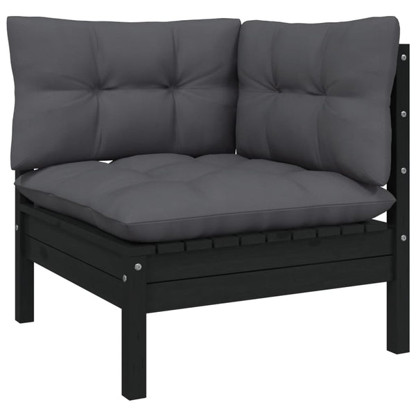 vidaXL 8-piece Garden Lounge Set with Cushions Black Pine Wood