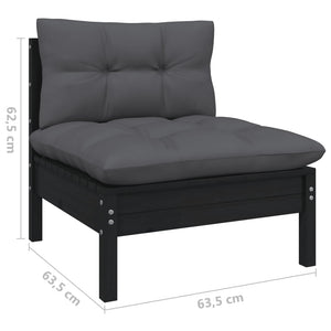 vidaXL 8-piece Garden Lounge Set with Cushions Black Pine Wood