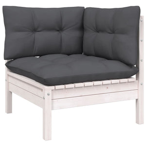 vidaXL 8-piece Garden Lounge Set with Cushions White Solid Pine Wood
