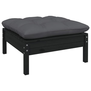 vidaXL 8-piece Garden Lounge Set with Cushions Black Solid Pine Wood