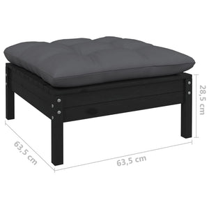 vidaXL 8-piece Garden Lounge Set with Cushions Black Solid Pine Wood