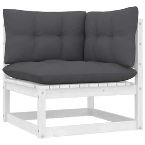 vidaXL 9-piece Garden Lounge Set with Cushions White Solid Pine Wood