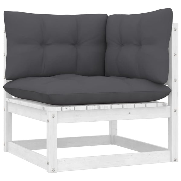 vidaXL 9-piece Garden Lounge Set with Cushions White Solid Pine Wood