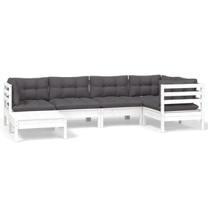 vidaXL 6-piece Garden Lounge Set with Cushions White Solid Pine Wood