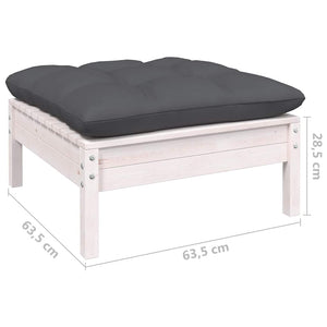 vidaXL 7-Piece Garden Lounge Set with Cushions White Solid Pine Wood