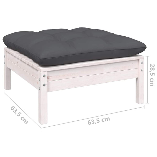 vidaXL 7-Piece Garden Lounge Set with Cushions White Solid Pine Wood