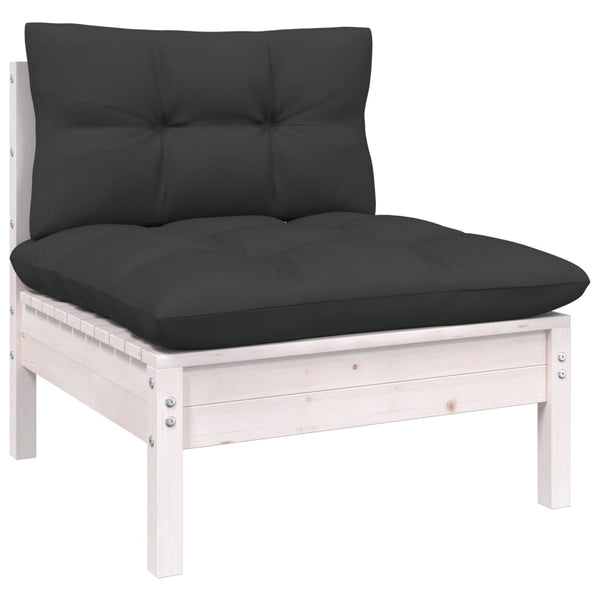 vidaXL 5-piece Garden Lounge Set with Cushions White Solid Pine Wood