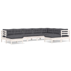 vidaXL 9-piece Garden Lounge Set with Cushions White Solid Pine Wood