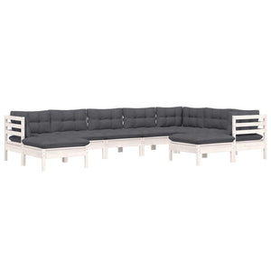 vidaXL 9-piece Garden Lounge Set with Cushions White Solid Pine Wood