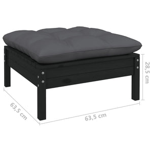 vidaXL 9-piece Garden Lounge Set with Cushions Black Solid Pine Wood