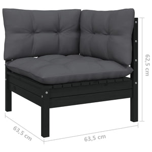 vidaXL 9-piece Garden Lounge Set with Cushions Black Solid Pine Wood