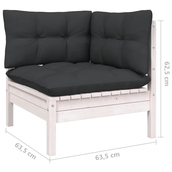 vidaXL 9-piece Garden Lounge Set with Cushions White Solid Pine Wood