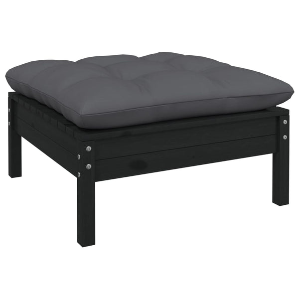 vidaXL 10-piece Garden Lounge Set with Cushions Black Solid Pine Wood