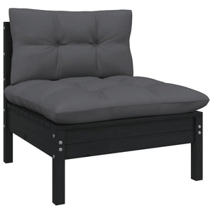 vidaXL 12-Piece Garden Lounge Set with Cushions Black Solid Pine Wood