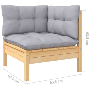 vidaXL 12-piece Garden Lounge Set with Grey Cushions Solid Pine Wood