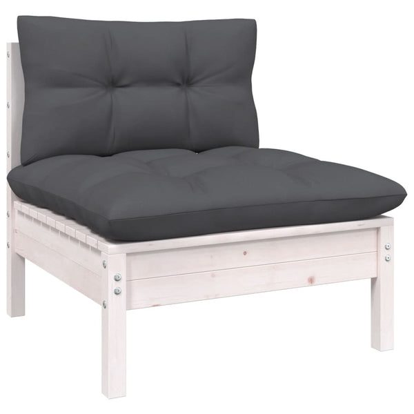 vidaXL 10-piece Garden Lounge Set with Cushions White Solid Pine Wood