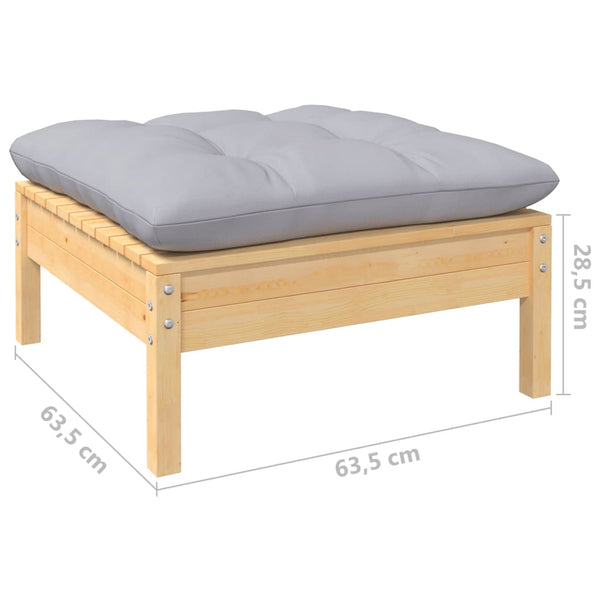 vidaXL 13-Piece Garden Lounge Set with Grey Cushions Solid Pine Wood